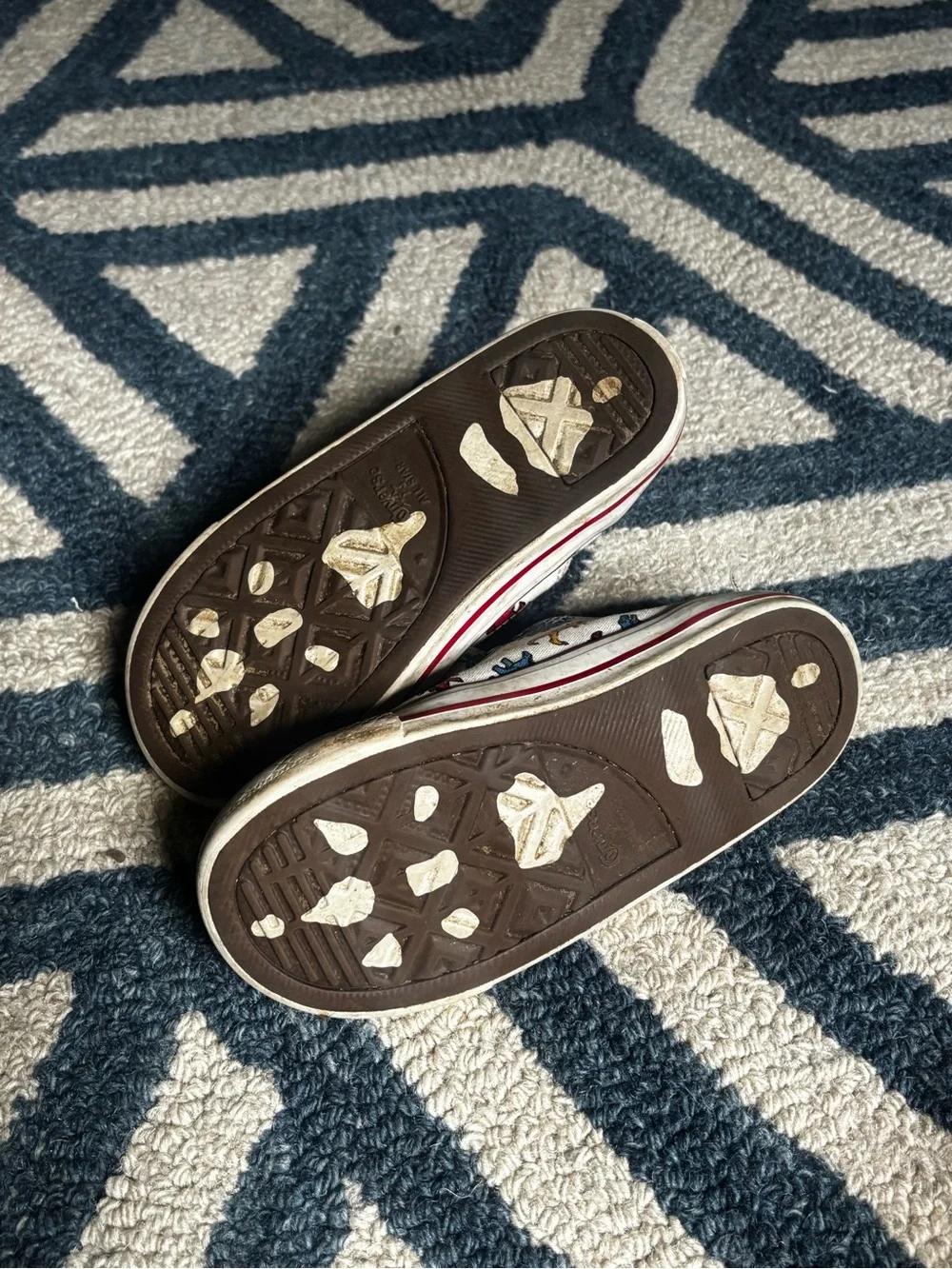 Converse Kids White Sneakers with Multicolor Dinosaur Print